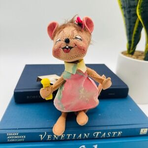 Vintage Annalee Dolls Bingo Mouse in Pink Floral Dress 7" 227600
